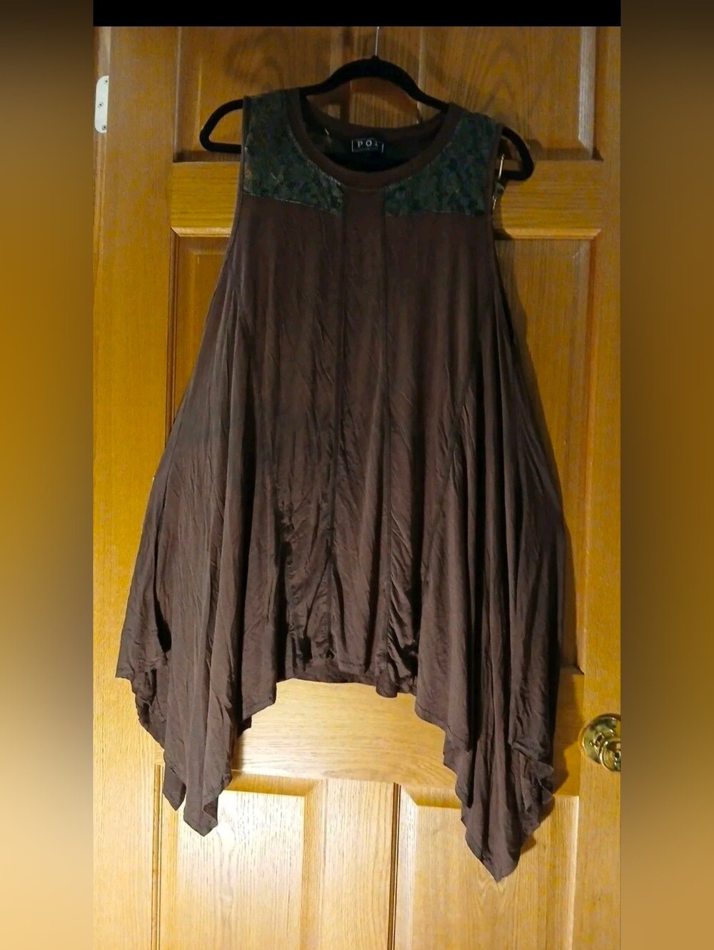 POL Maroon  A-Line Handkerchief Hem Dress or Tunic